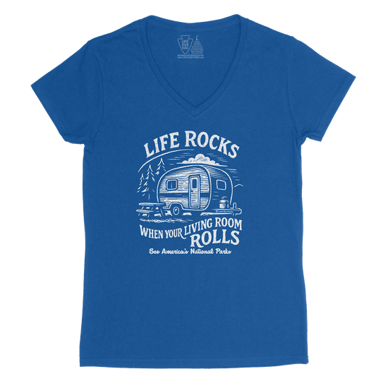 Life Rocks Camper Women's V-Neck Tee