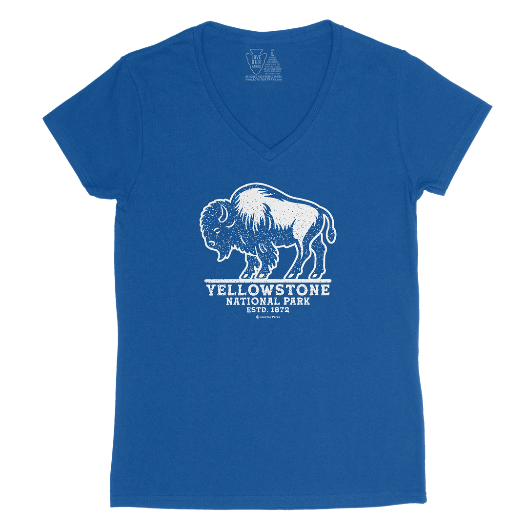 Yellowstone National Park Bison Women's V-Neck Tee