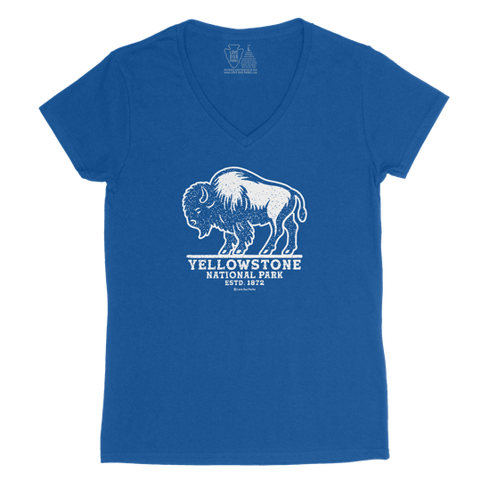 Yellowstone National Park Bison Women's V-Neck Tee