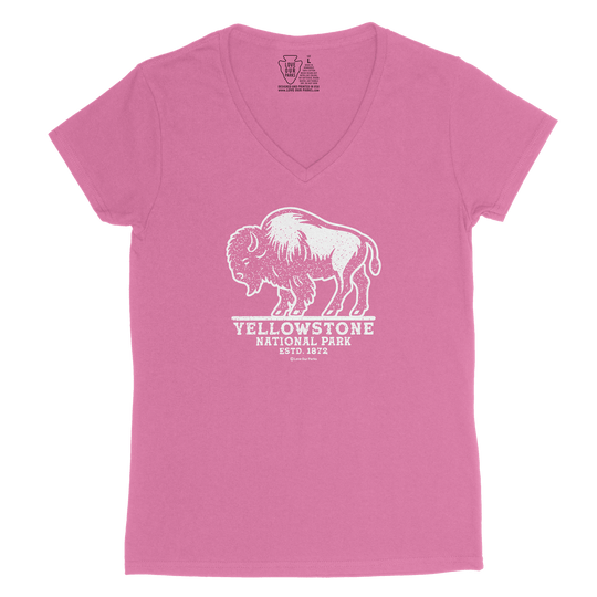 Yellowstone National Park Bison Women's V-Neck Tee