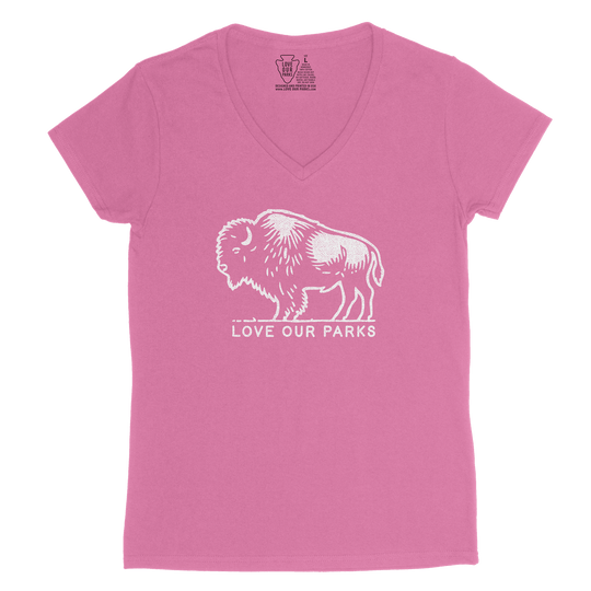 Love Our Parks Bison Women's V-Neck Tee