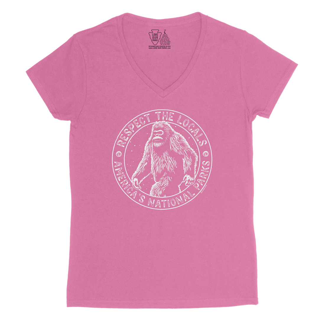 Respect The Locals Bigfoot Women's V-Neck Tee