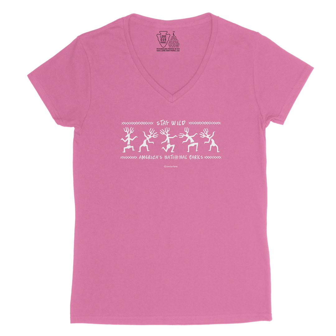 Stay Wild Petroglyphs Women's V-Neck Tee