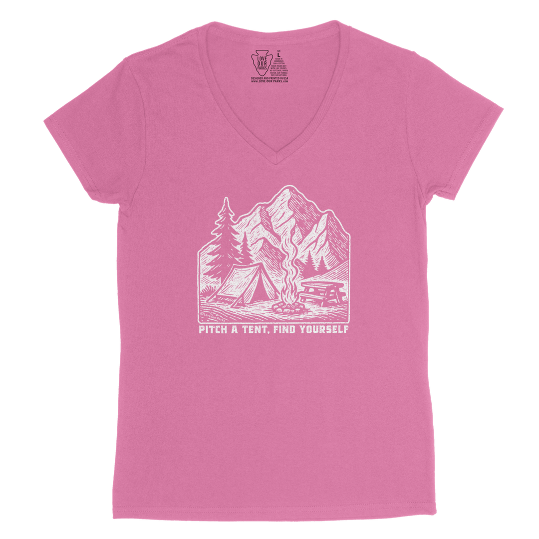Pitch A Tent Find Yourself Women's V-Neck Tee