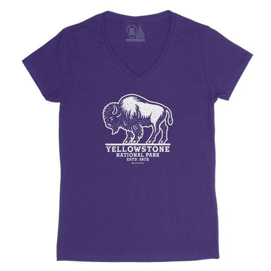 Yellowstone National Park Bison Women's V-Neck Tee