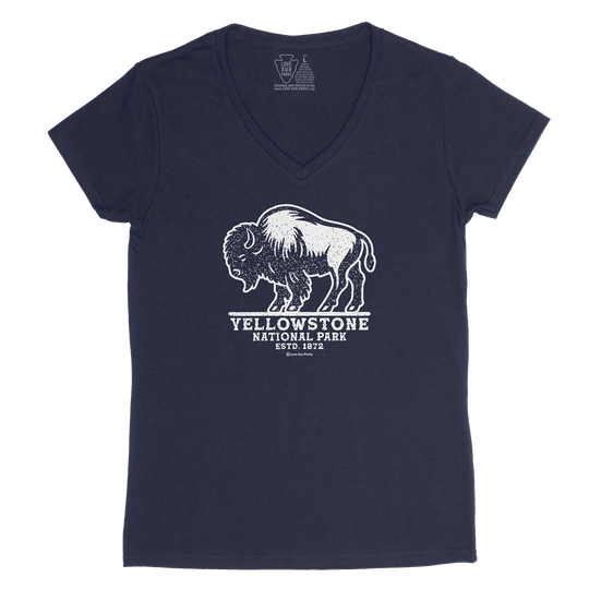 Yellowstone National Park Bison Women's V-Neck Tee