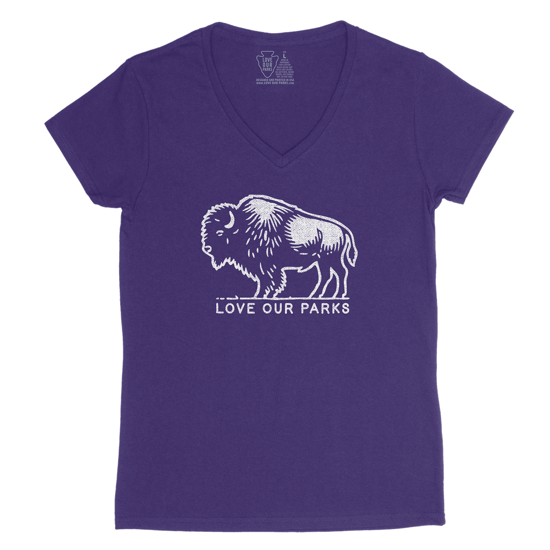 Love Our Parks Bison Women's V-Neck Tee