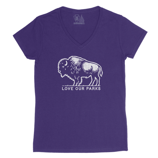 Love Our Parks Bison Women's V-Neck Tee
