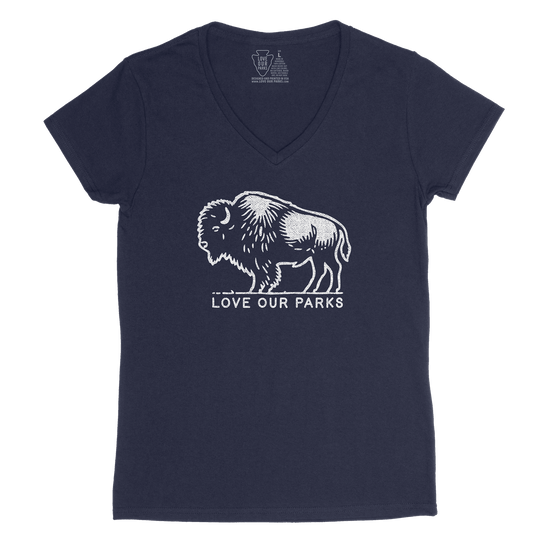Love Our Parks Bison Women's V-Neck Tee