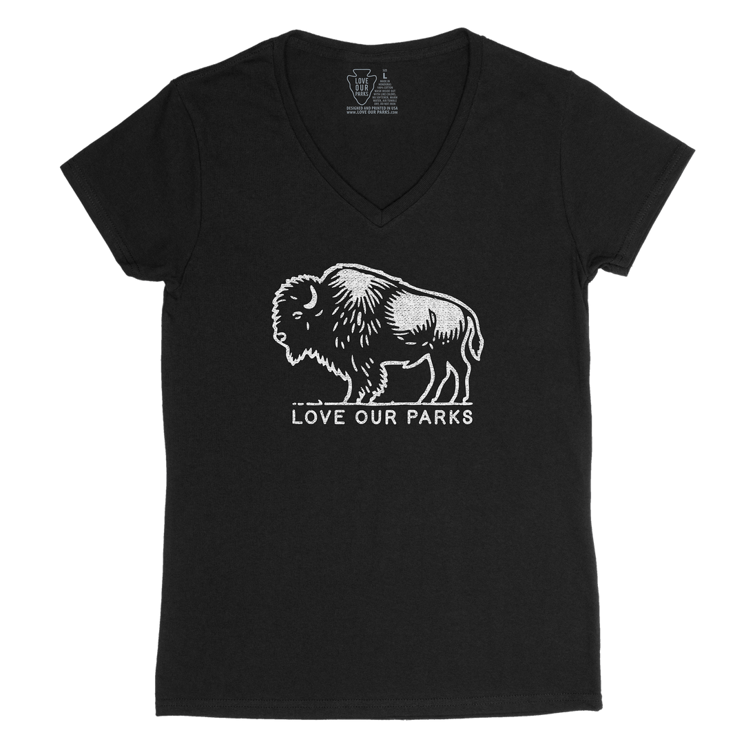 Love Our Parks Bison Women's V-Neck Tee
