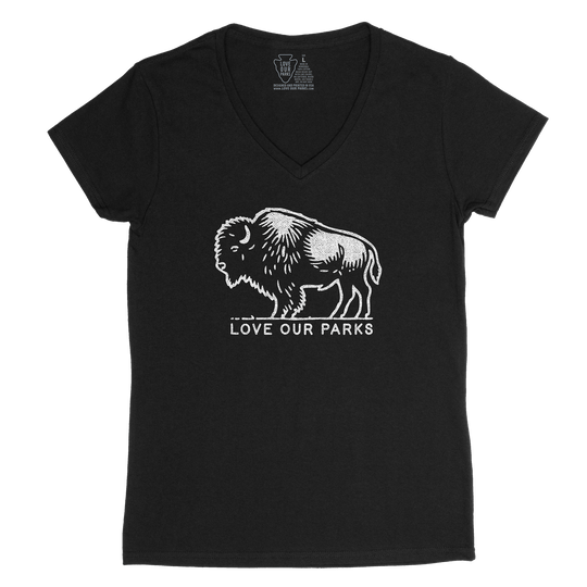 Love Our Parks Bison Women's V-Neck Tee