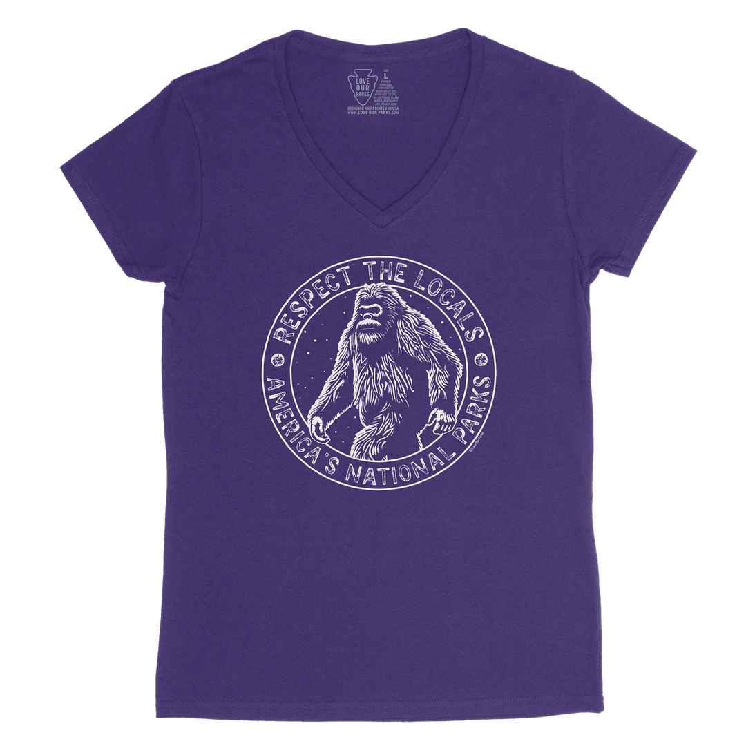 Respect The Locals Bigfoot Women's V-Neck Tee