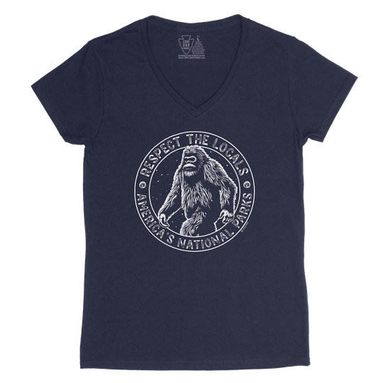 Respect The Locals Bigfoot Women's V-Neck Tee