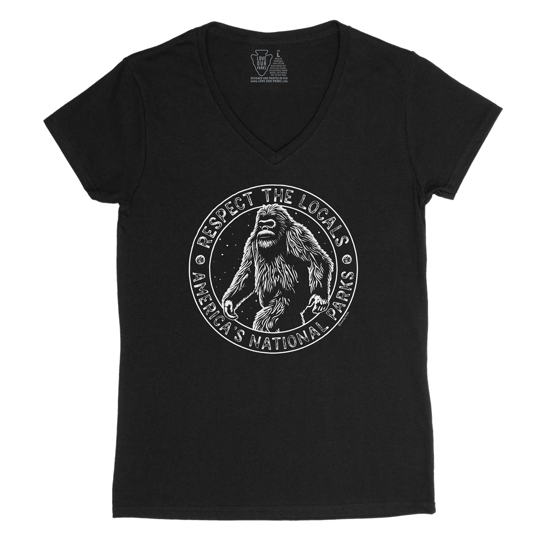 Respect The Locals Bigfoot Women's V-Neck Tee