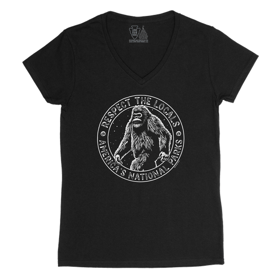 Respect The Locals Bigfoot Women's V-Neck Tee