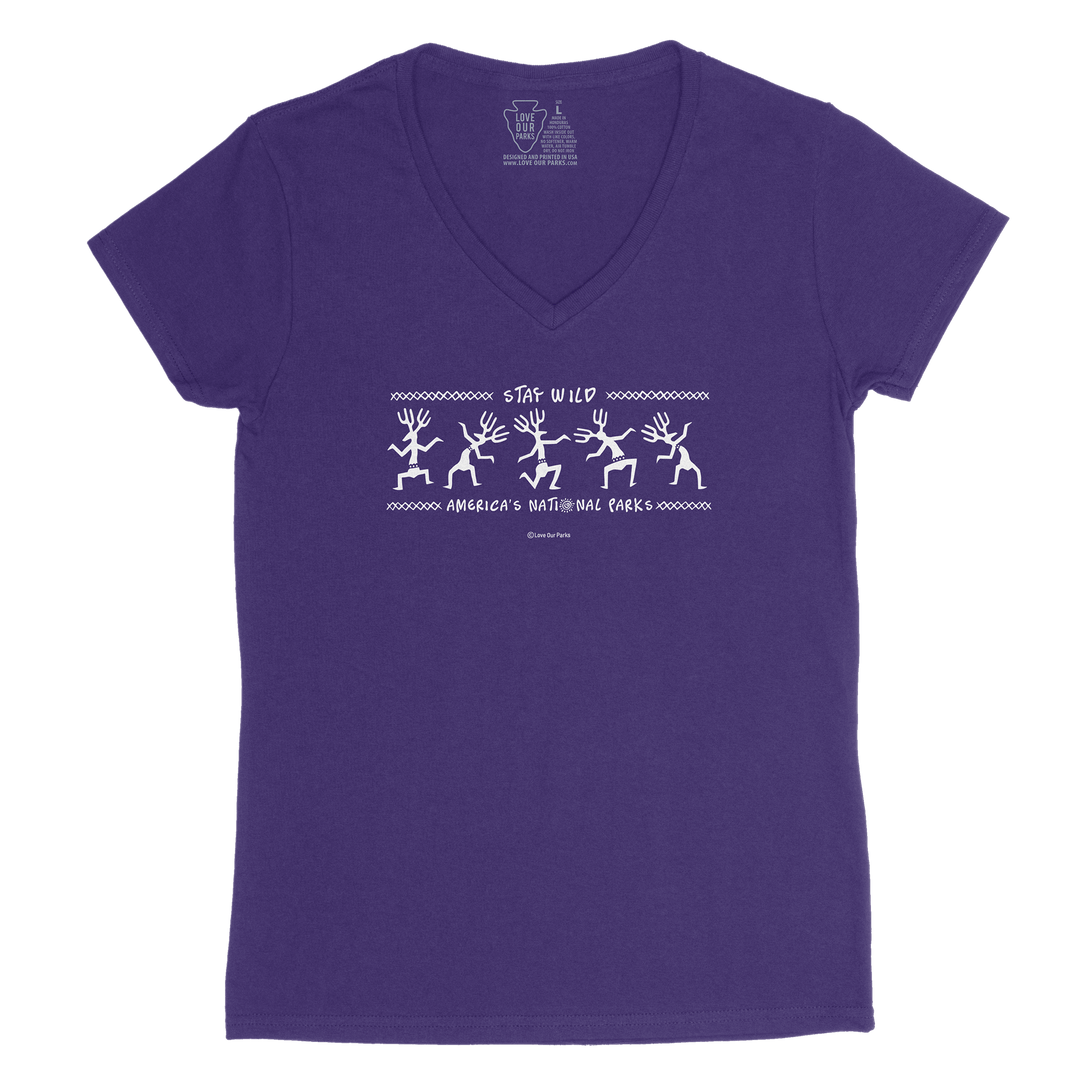Stay Wild Petroglyphs Women's V-Neck Tee