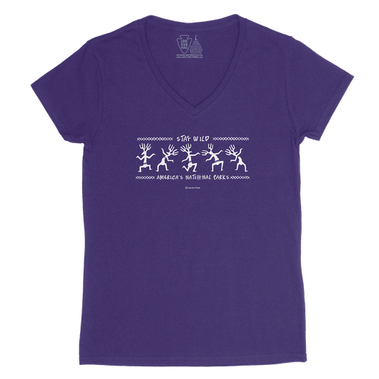Stay Wild Petroglyphs Women's V-Neck Tee