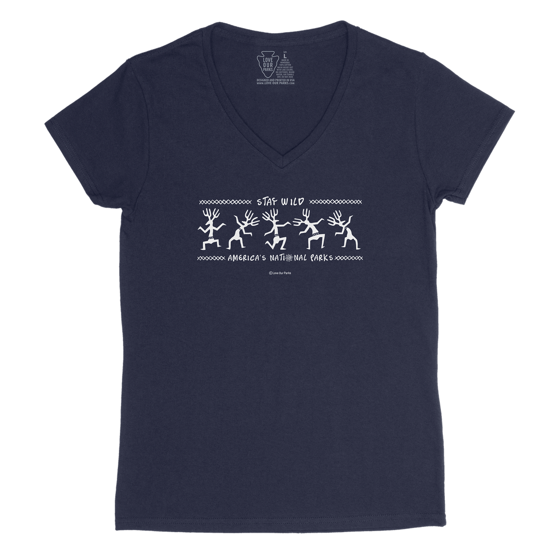 Stay Wild Petroglyphs Women's V-Neck Tee