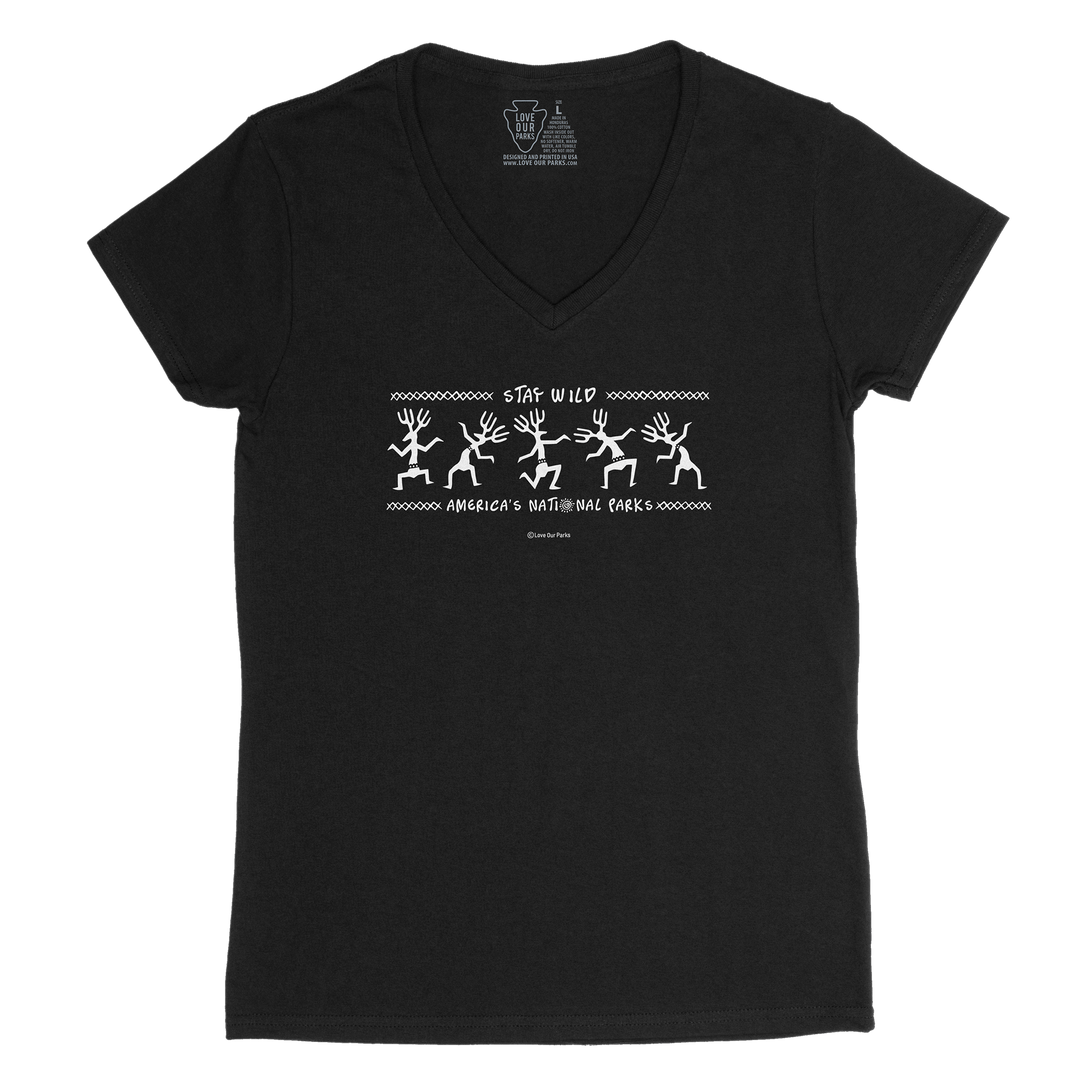 Stay Wild Petroglyphs Women's V-Neck Tee