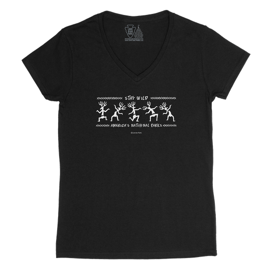Stay Wild Petroglyphs Women's V-Neck Tee