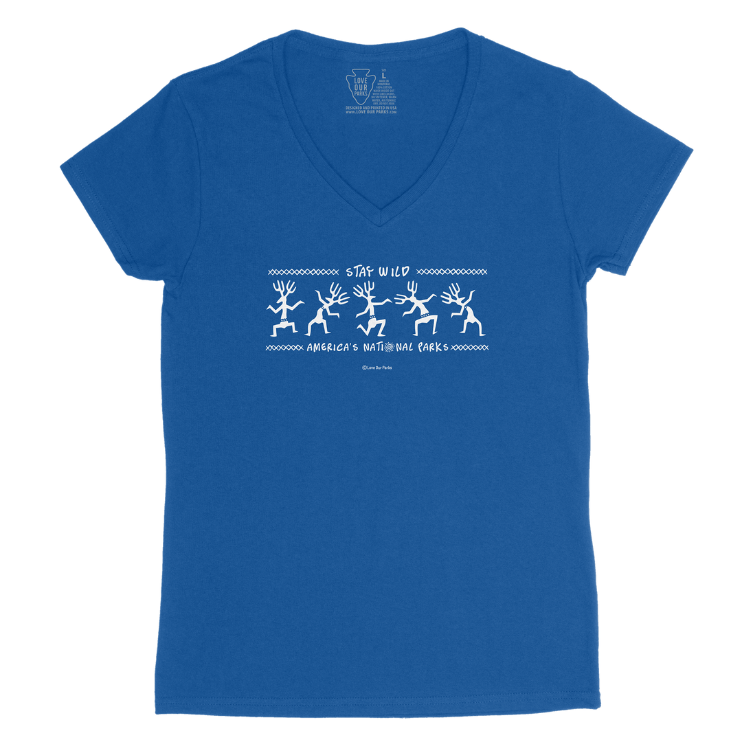 Stay Wild Petroglyphs Women's V-Neck Tee