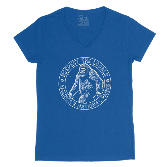 Respect The Locals Bigfoot Women's V-Neck Tee