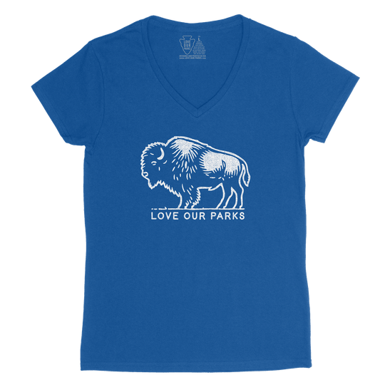 Love Our Parks Bison Women's V-Neck Tee