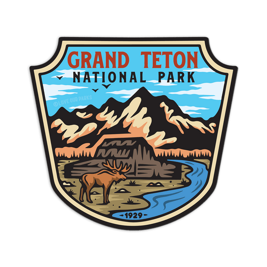 Grand Teton National Park Retro Sticker