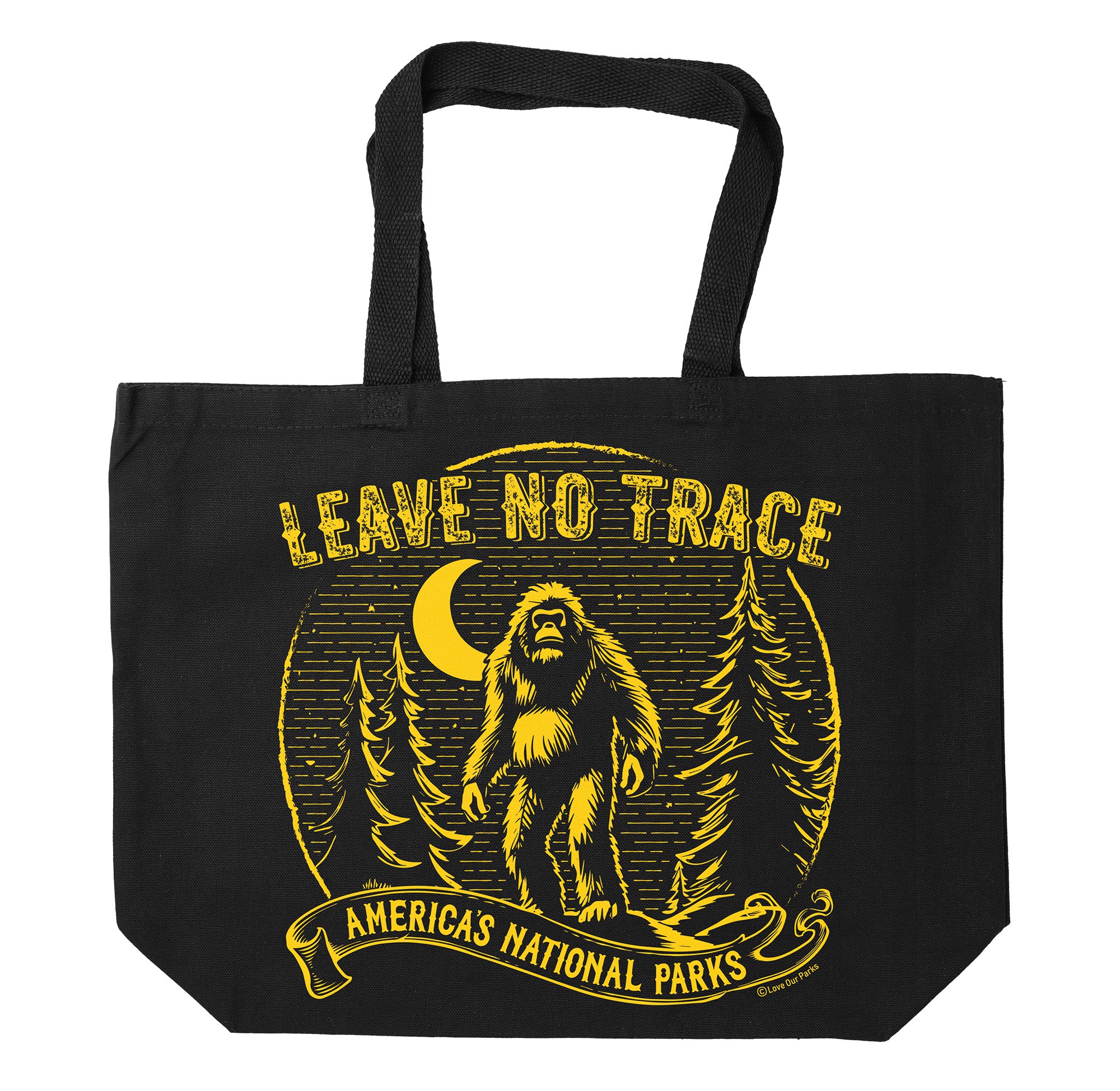 Black Bigfoot Pattern Print Leather Tote Bag