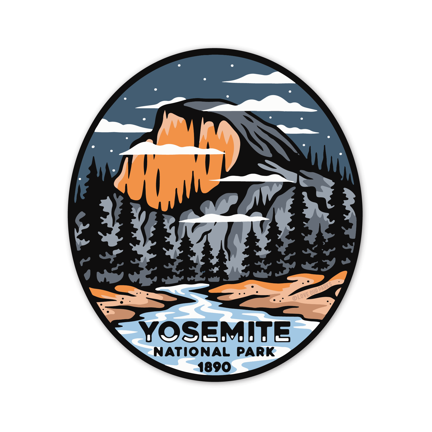 Yosemite National Park Retro Sticker Love Our Parks