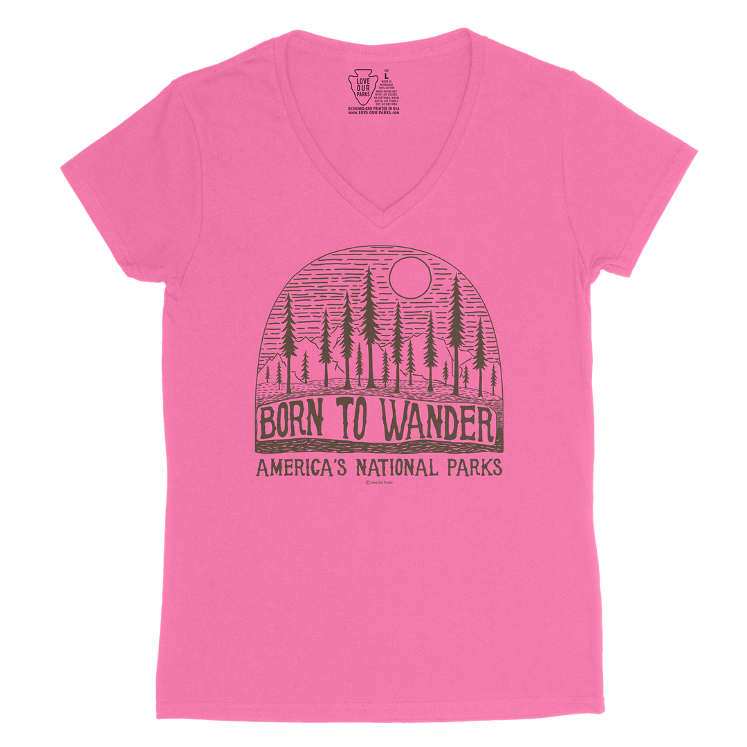 Born to Wander Women's V-Neck Tee