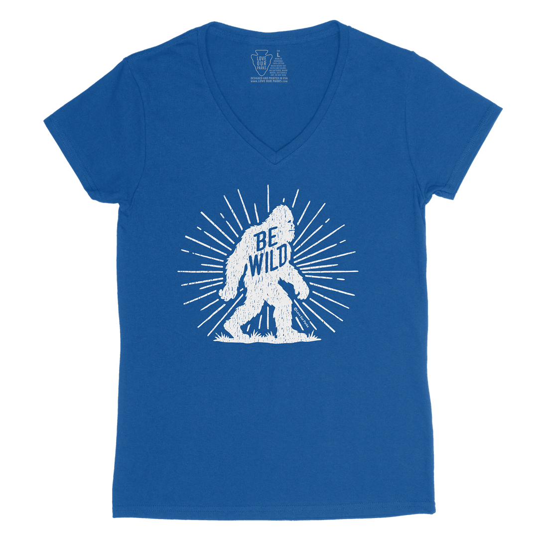 Be Wild Bigfoot Women's V-Neck Tee