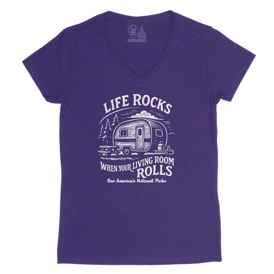 Life Rocks Camper Women's V-Neck Tee