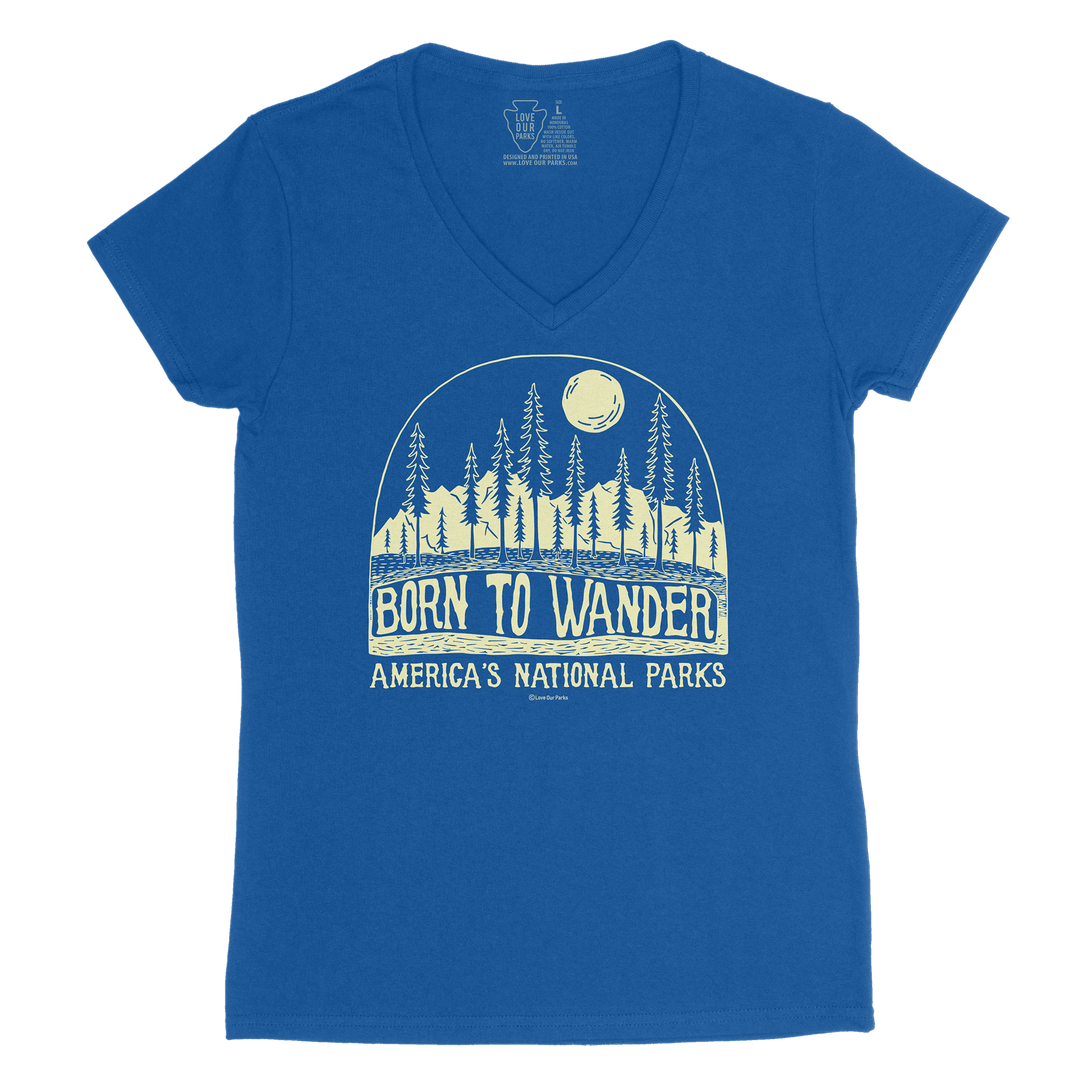 Born to Wander Women's V-Neck Tee
