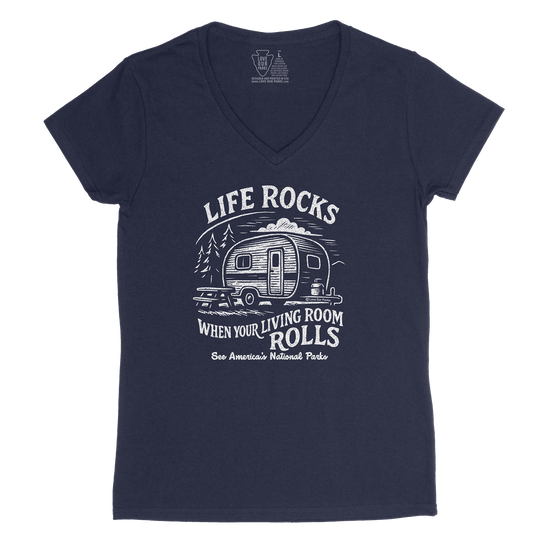 Life Rocks Camper Women's V-Neck Tee