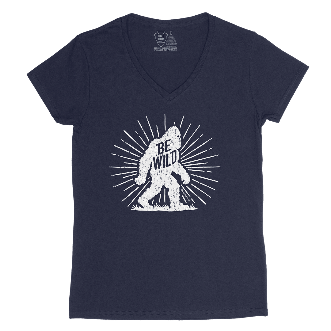 Be Wild Bigfoot Women's V-Neck Tee