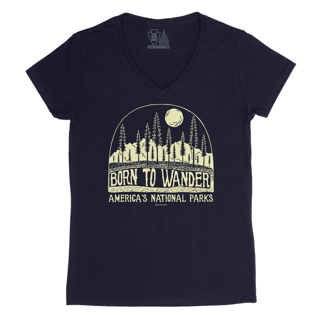 Born to Wander Women's V-Neck Tee