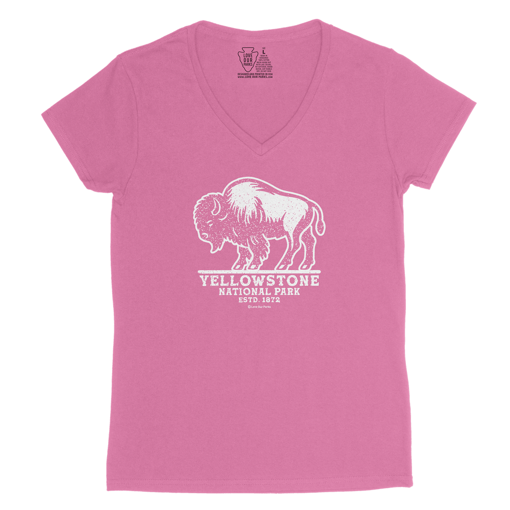 Yellowstone National Park Bison Women's V-Neck Tee