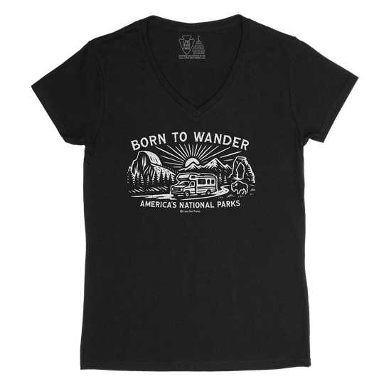 Born to Wander National Parks Women's V-Neck Tee