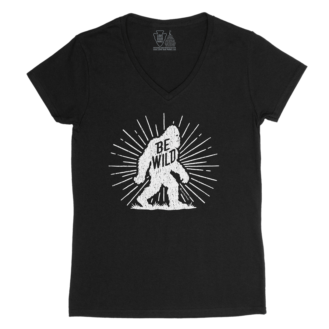 Be Wild Bigfoot Women's V-Neck Tee