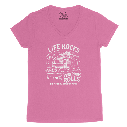 Life Rocks Camper Women's V-Neck Tee
