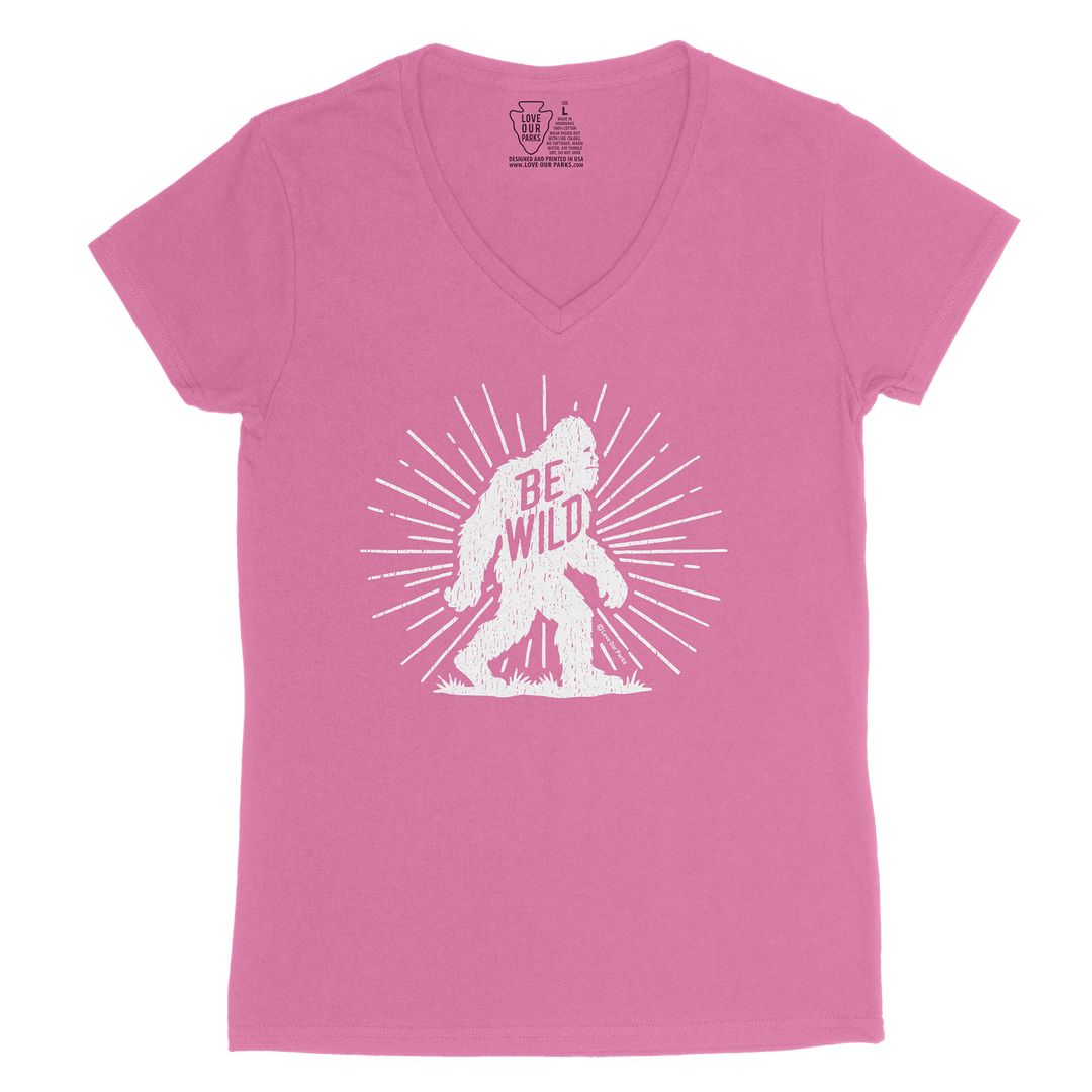 Be Wild Bigfoot Women's V-Neck Tee