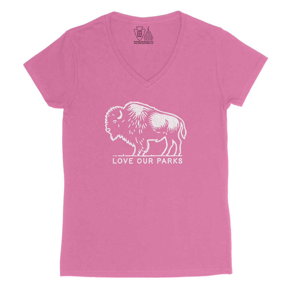 Love Our Parks Bison Women's V-Neck Tee