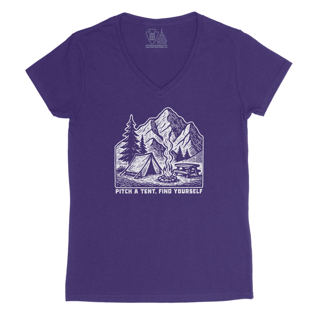 Pitch A Tent Find Yourself Women's V-Neck Tee