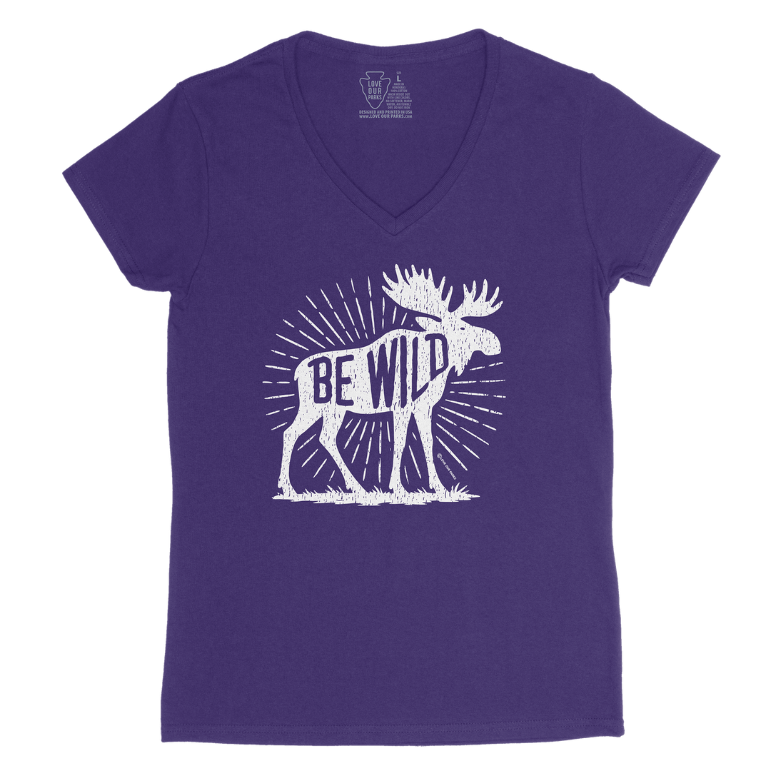Be Wild Moose Women's V-Neck Tee