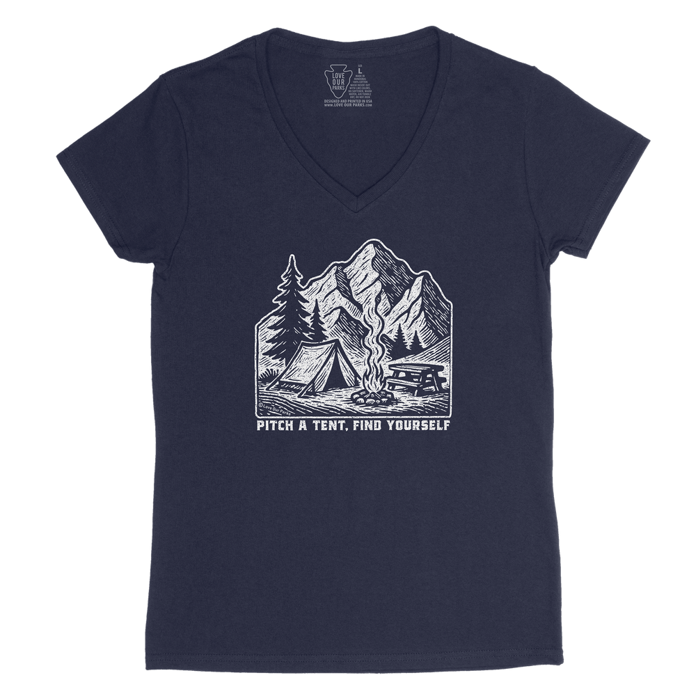 Pitch A Tent Find Yourself Women's V-Neck Tee