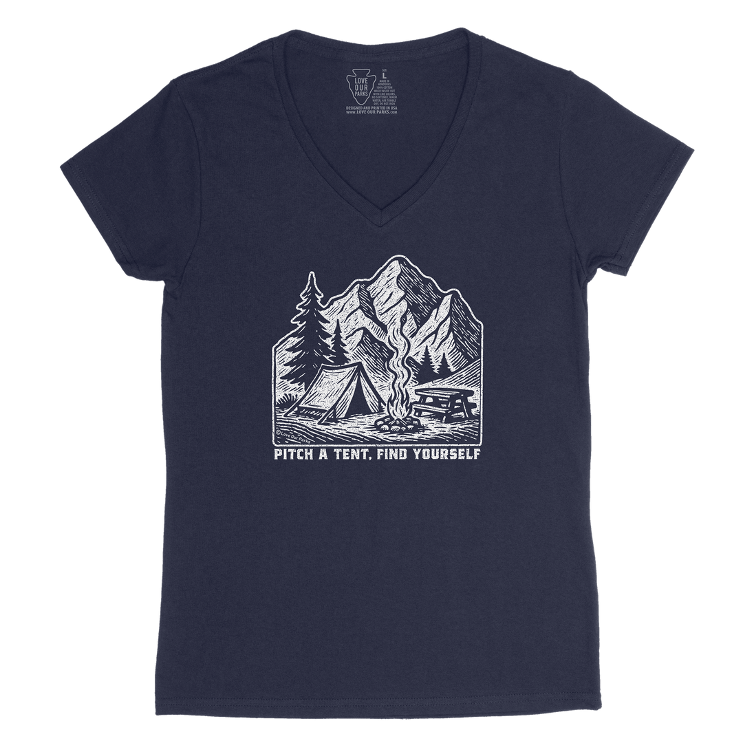Pitch A Tent Find Yourself Women's V-Neck Tee