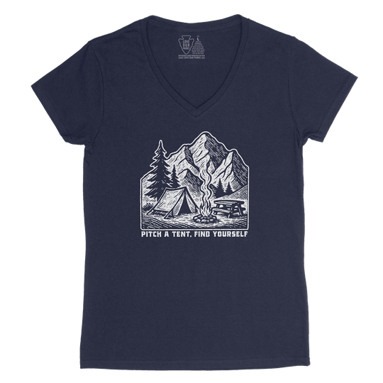 Pitch A Tent Find Yourself Women's V-Neck Tee