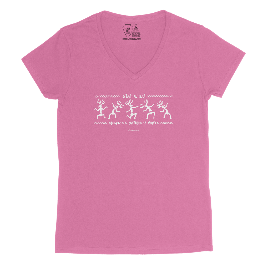 Stay Wild Petroglyphs Women's V-Neck Tee