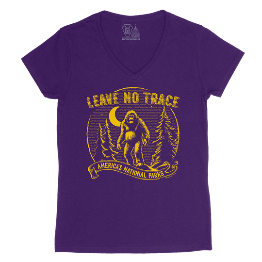 Leave No Trace Bigfoot Vintage Women's V-Neck Tee